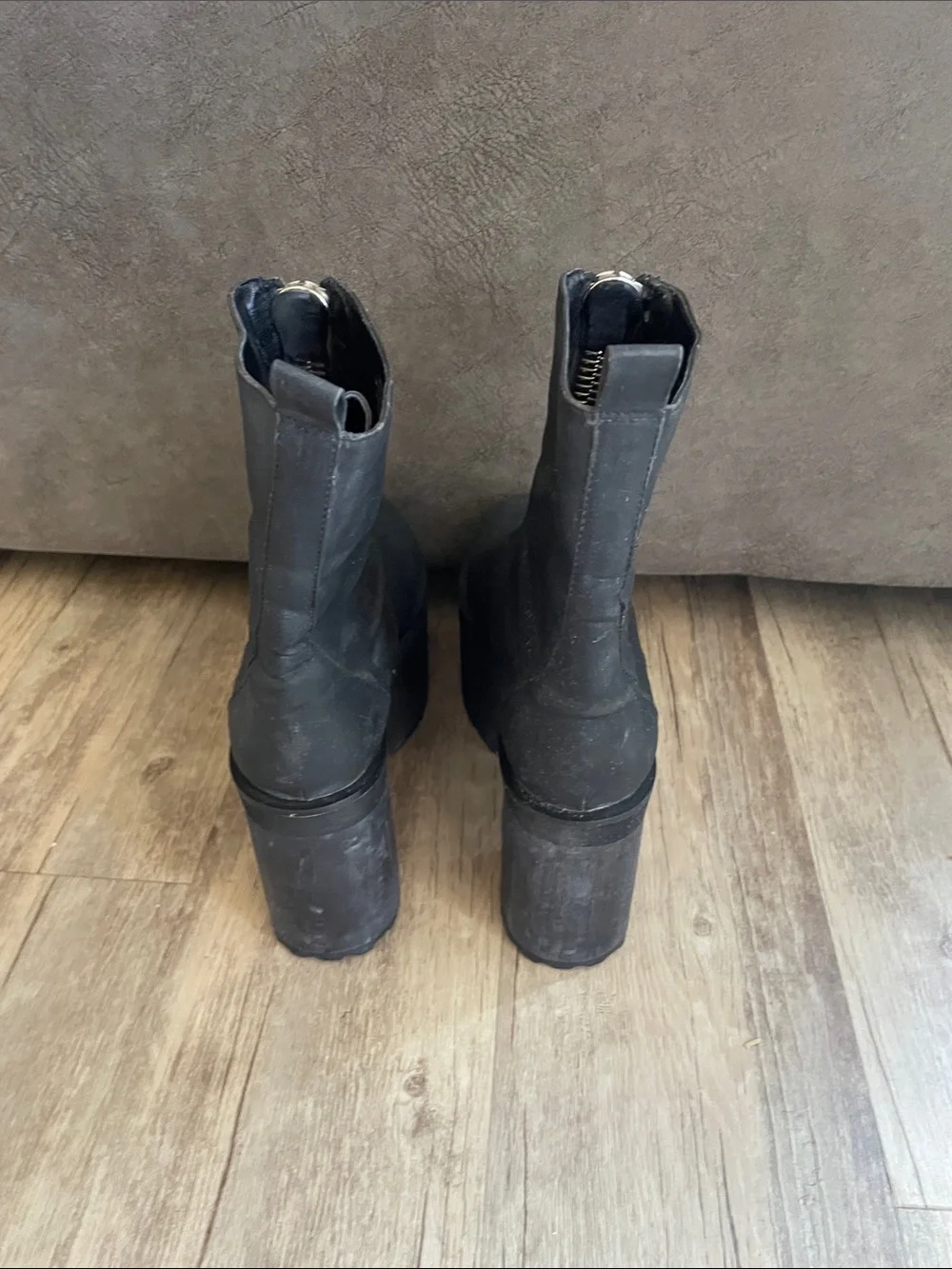 Current Mood Dolls Kill Platform Heeled Zipper Boots In Black